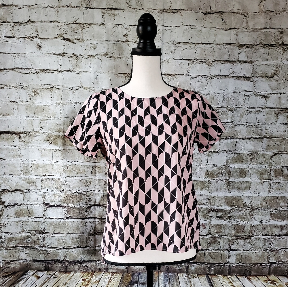The Limited - pleated pink and black blouse